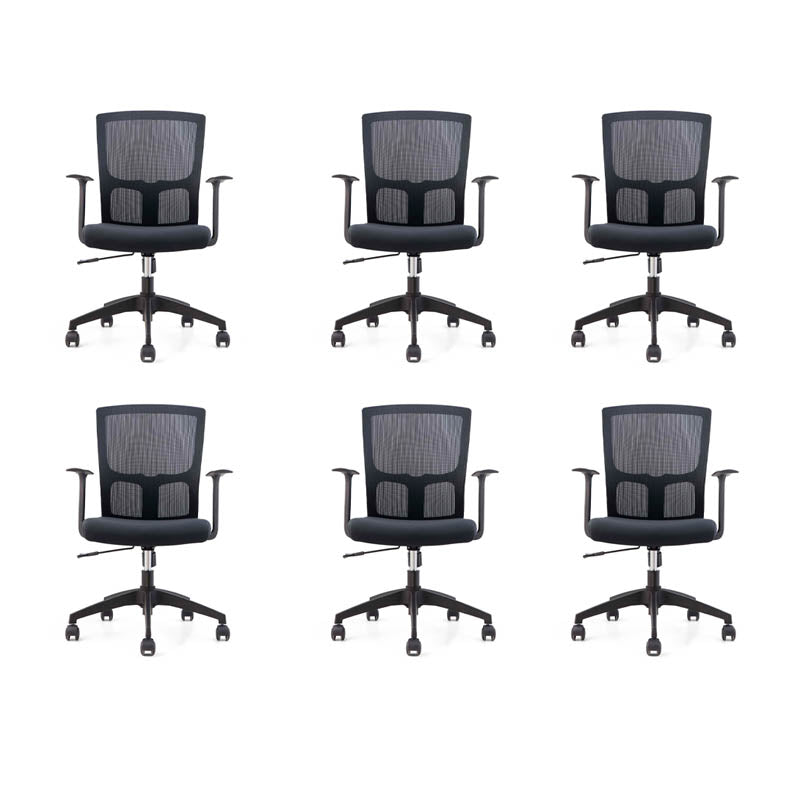 Modern Office Chair Fixed Arms Upholstered No Distressing Desk Chair with Wheels