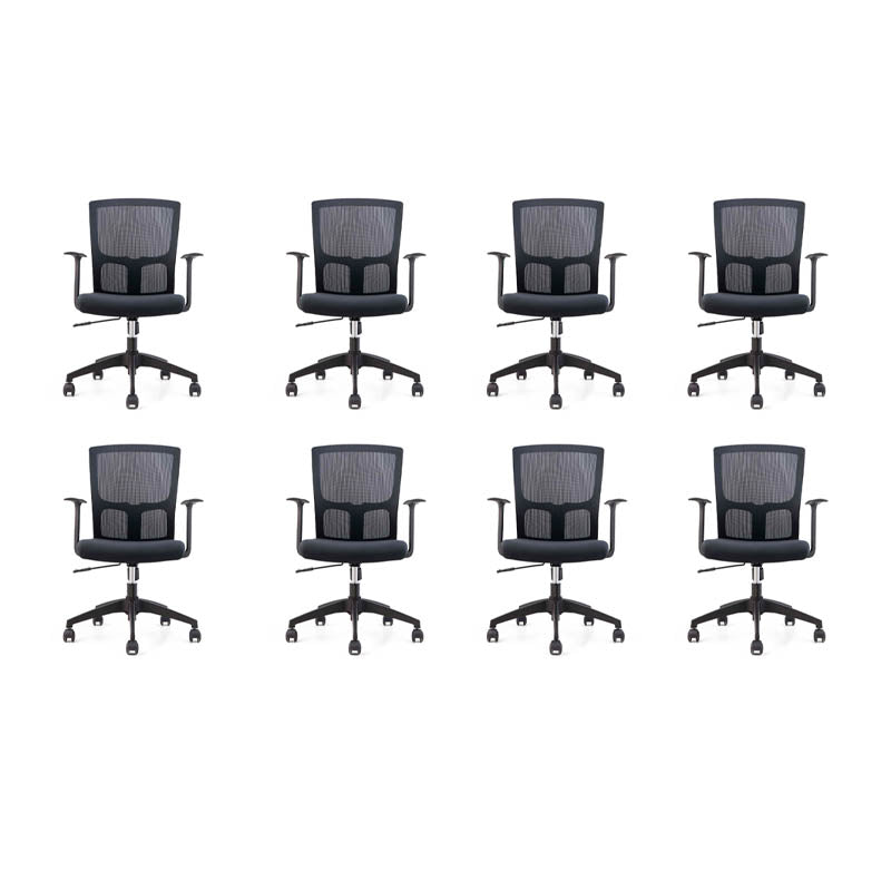 Modern Office Chair Fixed Arms Upholstered No Distressing Desk Chair with Wheels