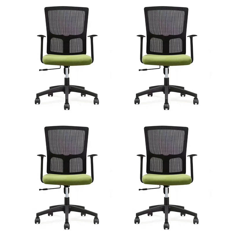 Modern Office Chair Fixed Arms Upholstered No Distressing Desk Chair with Wheels