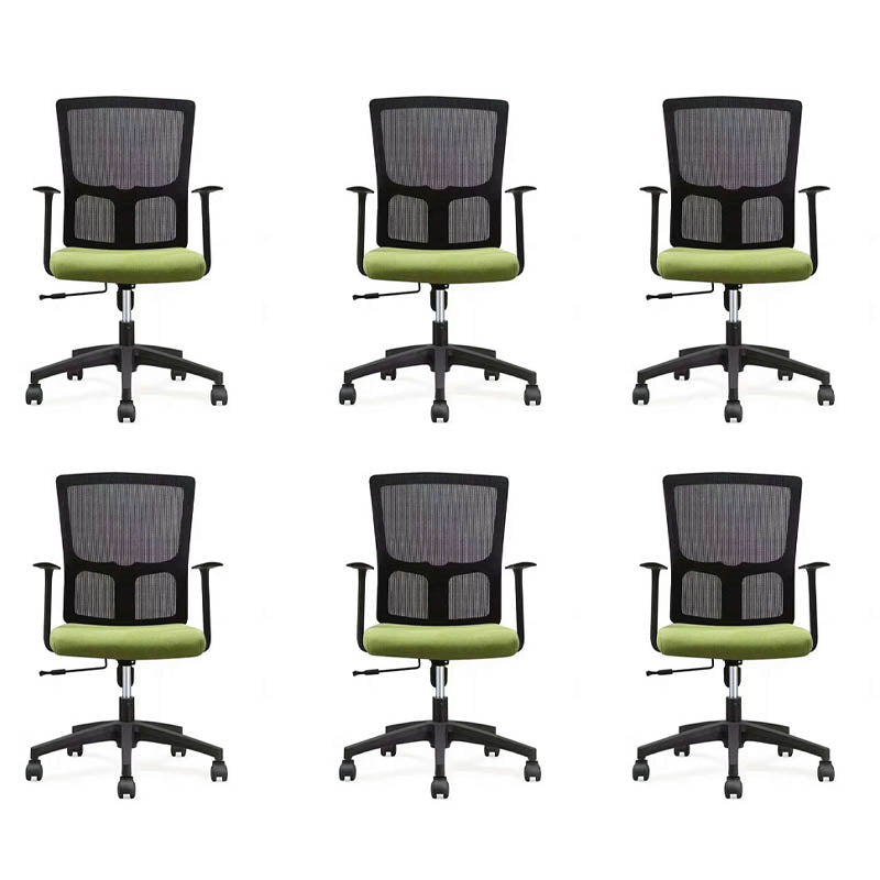 Modern Office Chair Fixed Arms Upholstered No Distressing Desk Chair with Wheels