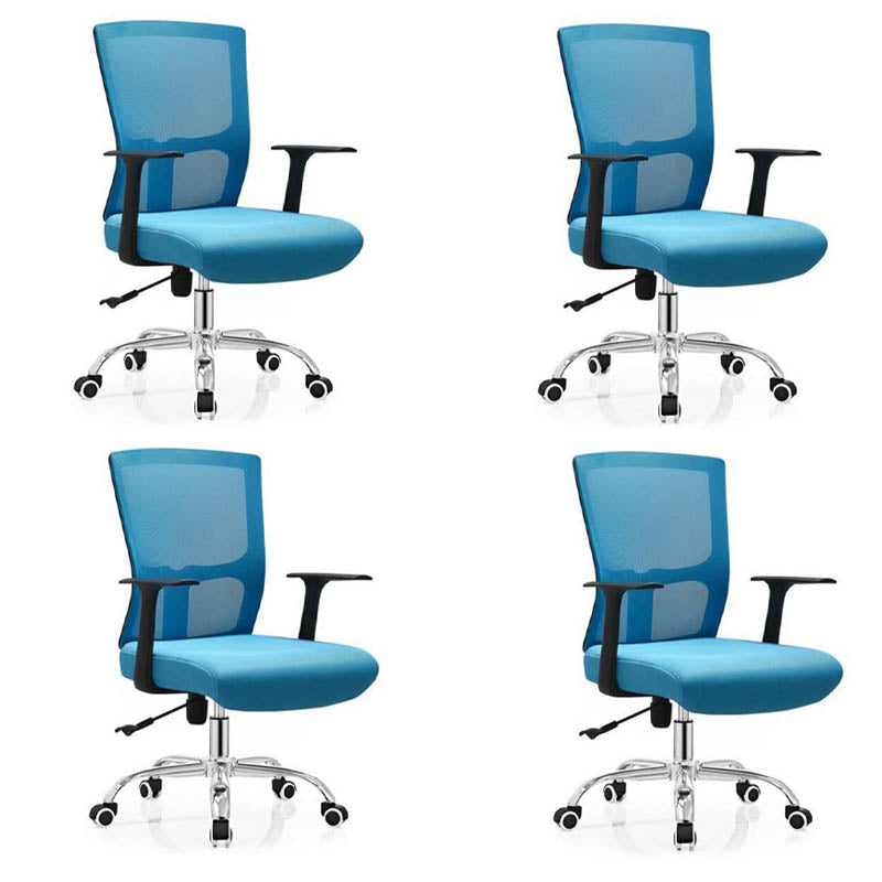 Modern Office Chair Fixed Arms Upholstered No Distressing Desk Chair with Wheels