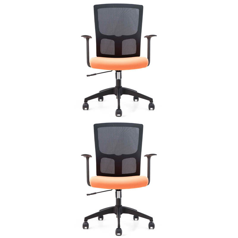 Modern Office Chair Fixed Arms Upholstered No Distressing Desk Chair with Wheels