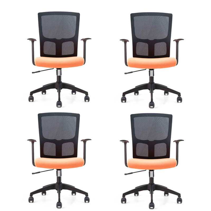 Modern Office Chair Fixed Arms Upholstered No Distressing Desk Chair with Wheels