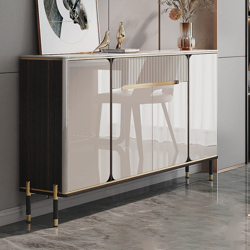 Glam Style Credenza Stone Buffet Credenza with Cabinets and Drawers