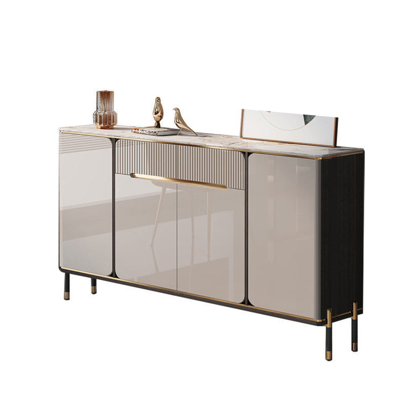 Glam Style Credenza Stone Buffet Credenza with Cabinets and Drawers