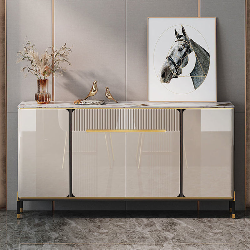 Glam Style Credenza Stone Buffet Credenza with Cabinets and Drawers