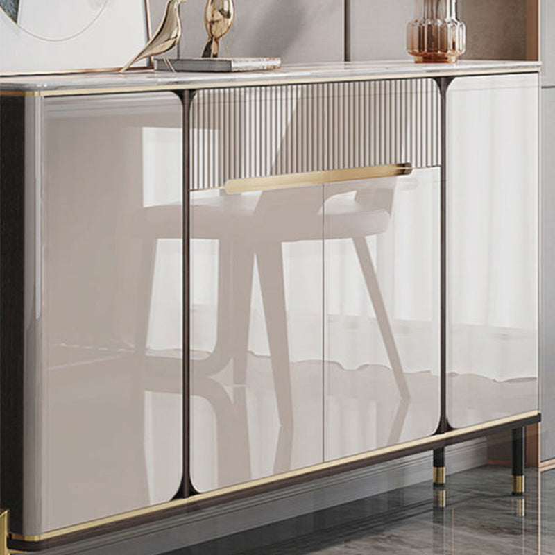 Glam Style Credenza Stone Buffet Credenza with Cabinets and Drawers