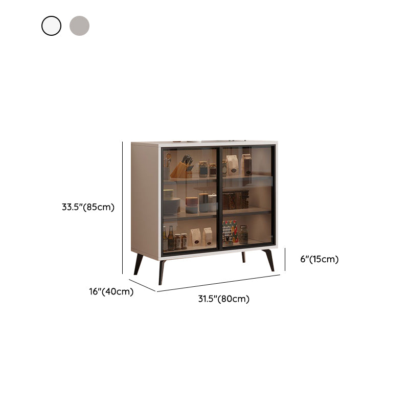 Wood Credenza Contemporary Style Glass Doors Server with Cabinets and Drawers