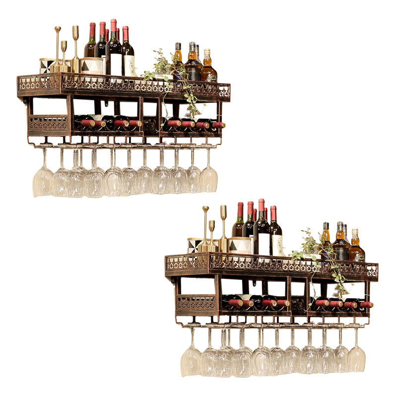 Wall Mounted Wine Rack Metal Wine Bottle & Glass Rack for Kitchen