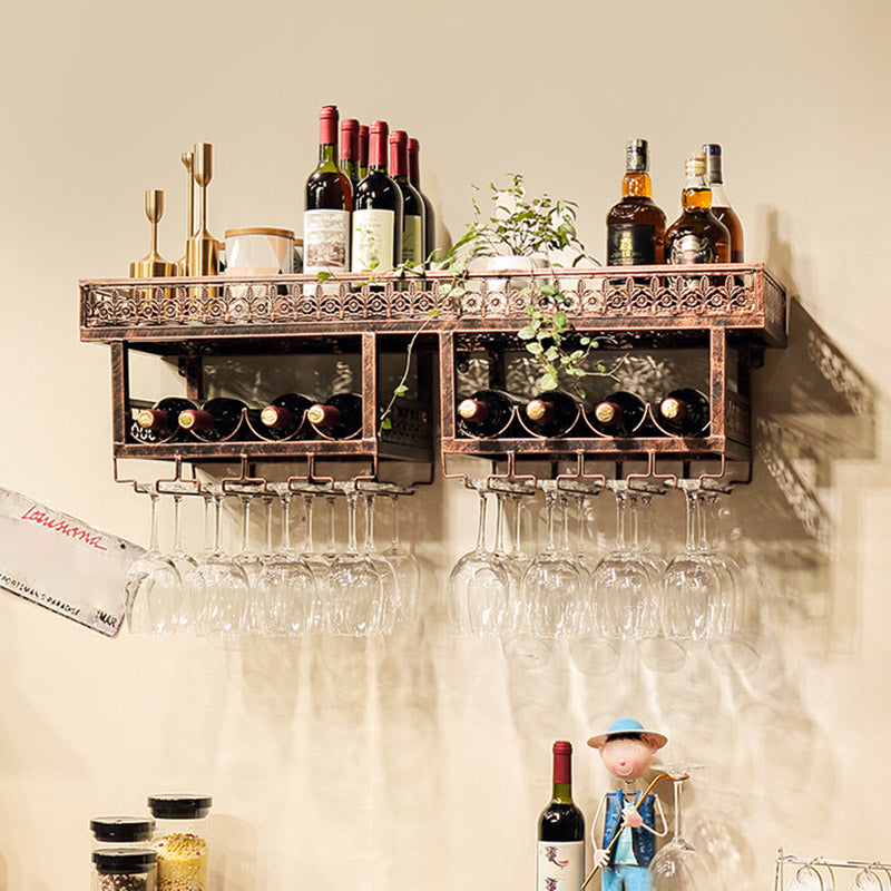 Wall Mounted Wine Rack Metal Wine Bottle & Glass Rack for Kitchen