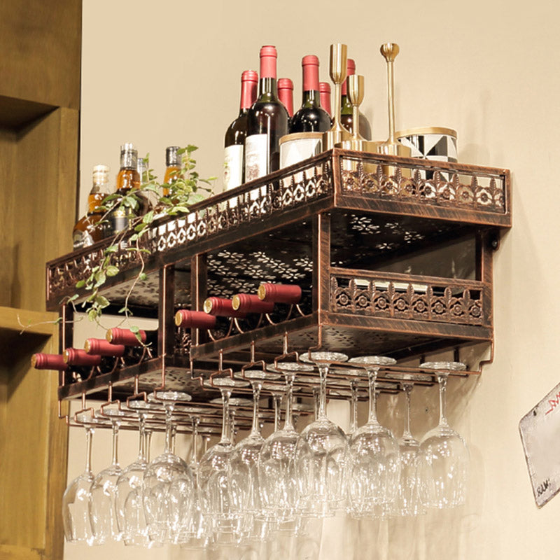 Wall Mounted Wine Rack Metal Wine Bottle & Glass Rack for Kitchen