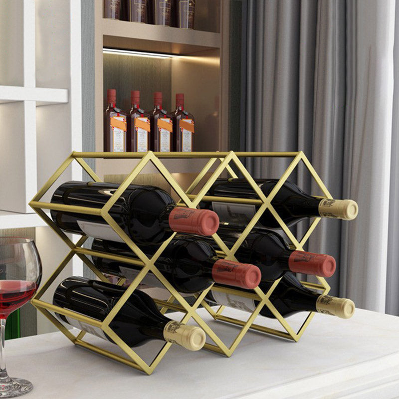 Tabletop Glam Style Wine Rack Metal Wine Bottle Rack for Living Room