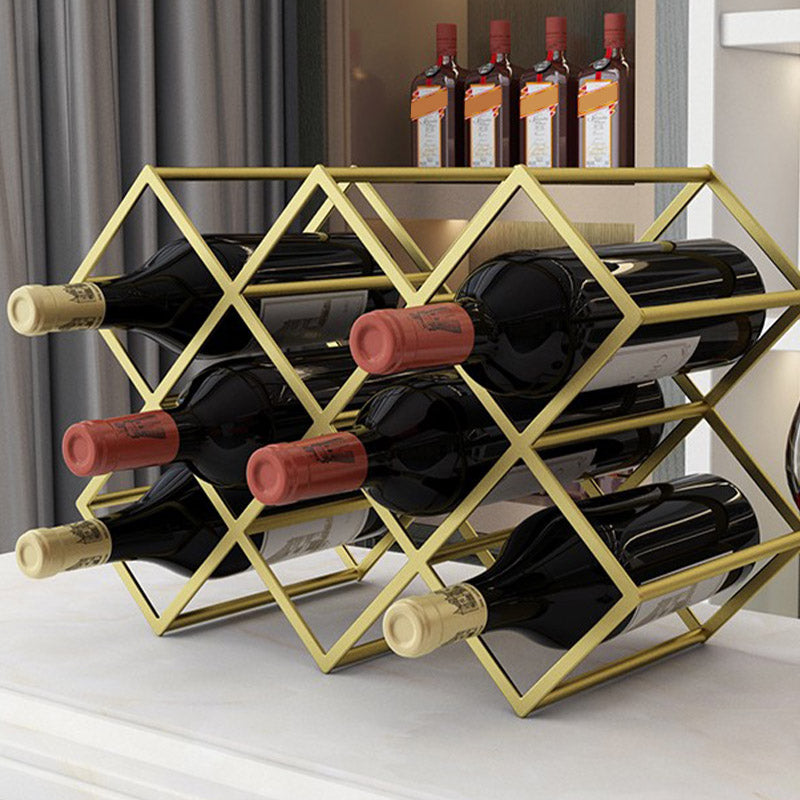 Tabletop Glam Style Wine Rack Metal Wine Bottle Rack for Living Room