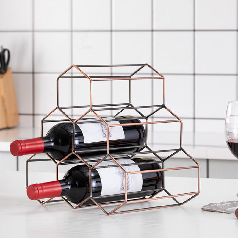 Countertop Glam Wine Rack Metal Wine Bottle Rack for Living Room