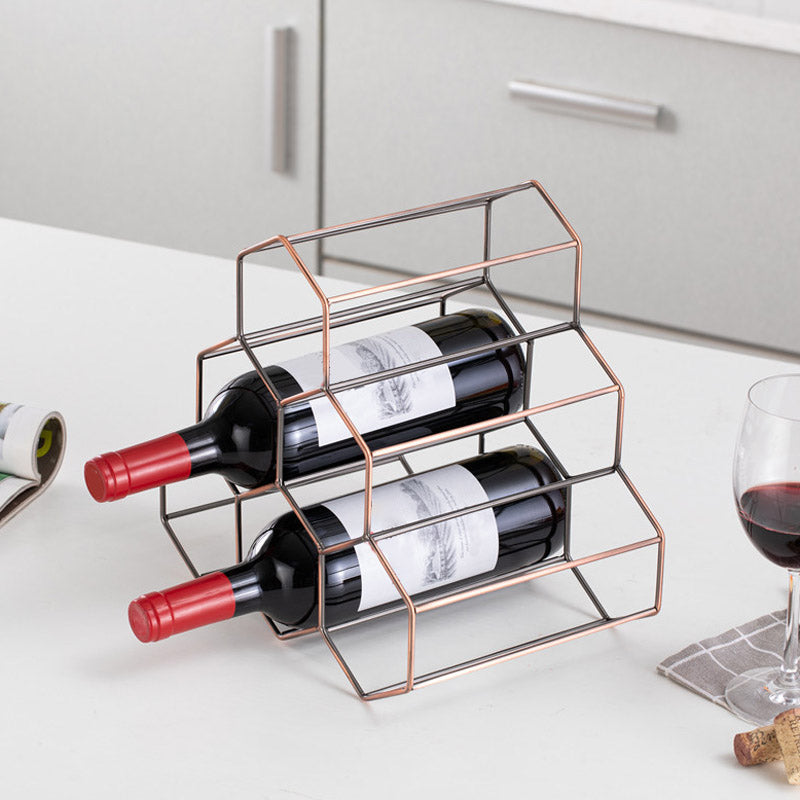 Countertop Glam Wine Rack Metal Wine Bottle Rack for Living Room