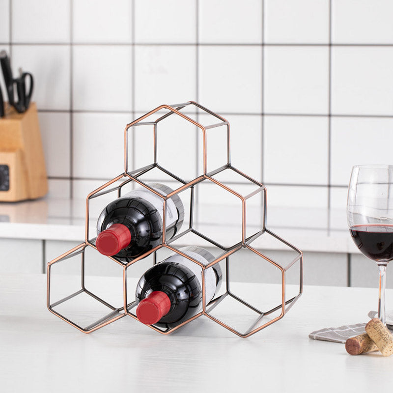 Countertop Glam Wine Rack Metal Wine Bottle Rack for Living Room