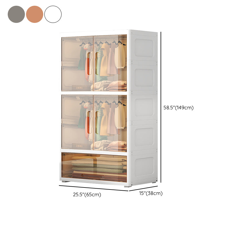 Modern Style Plastic Armoire Cabinet Door Included Youth Armoire with wheels