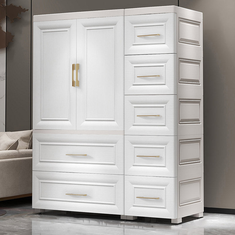 Modern Style Plastic Armoire Cabinet Wheels Included Youth Armoire for Bedroom