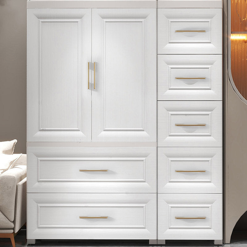 Modern Style Plastic Armoire Cabinet Wheels Included Youth Armoire for Bedroom