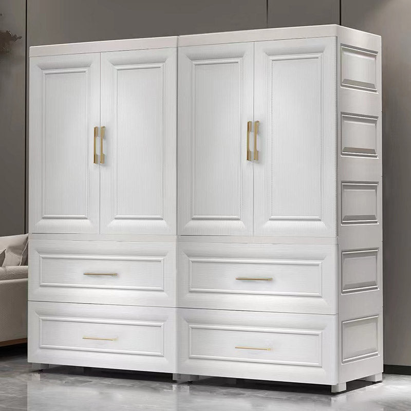 Modern Style Plastic Armoire Cabinet Wheels Included Youth Armoire for Bedroom