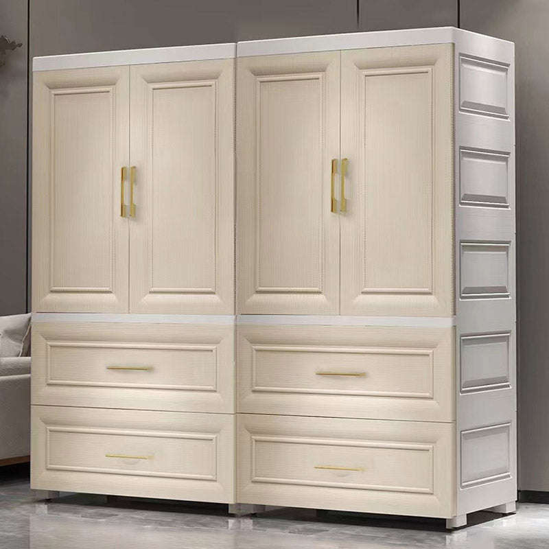 Modern Style Plastic Armoire Cabinet Wheels Included Youth Armoire for Bedroom