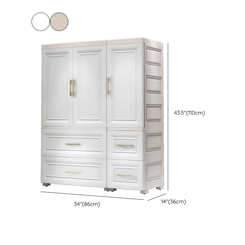 Modern Style Plastic Armoire Cabinet Wheels Included Youth Armoire for Bedroom