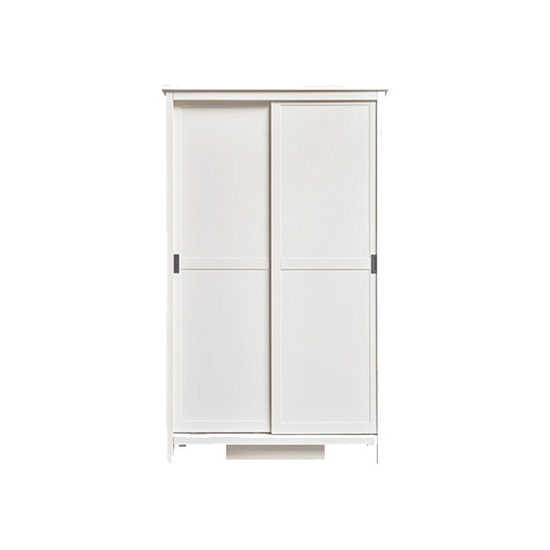 White Wardrobe Closet with Garment Rod Manufactured Wood Closet