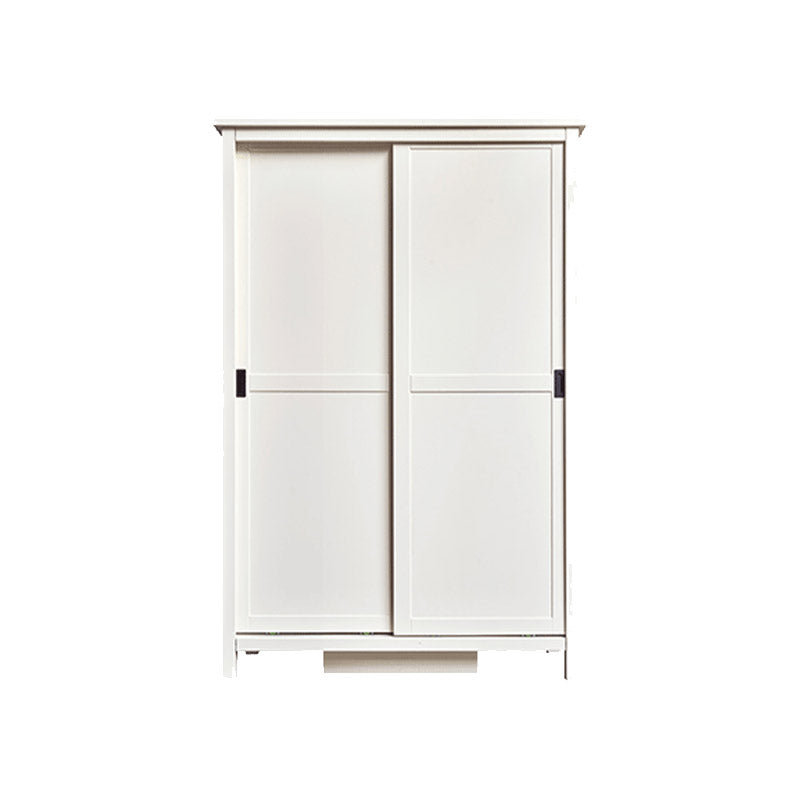 White Wardrobe Closet with Garment Rod Manufactured Wood Closet