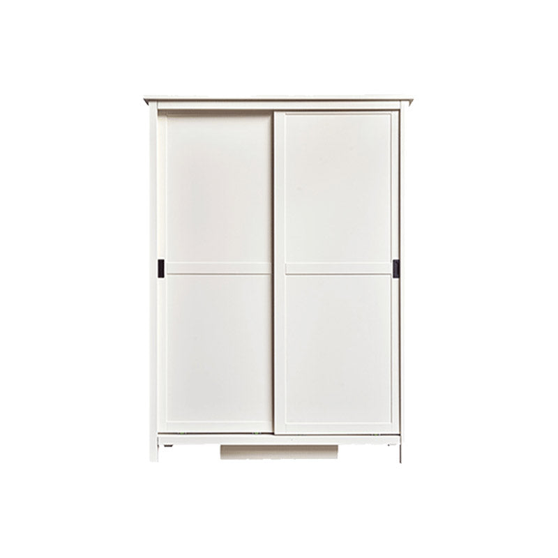 White Wardrobe Closet with Garment Rod Manufactured Wood Closet