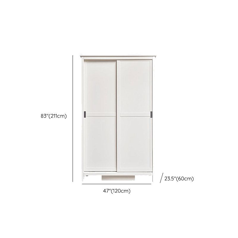 White Wardrobe Closet with Garment Rod Manufactured Wood Closet