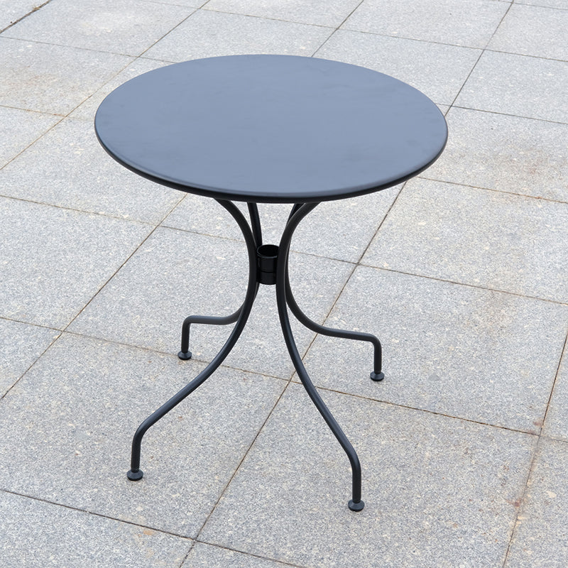 Contemporary Geometric Coffee Table Metallic Patio Table in Black