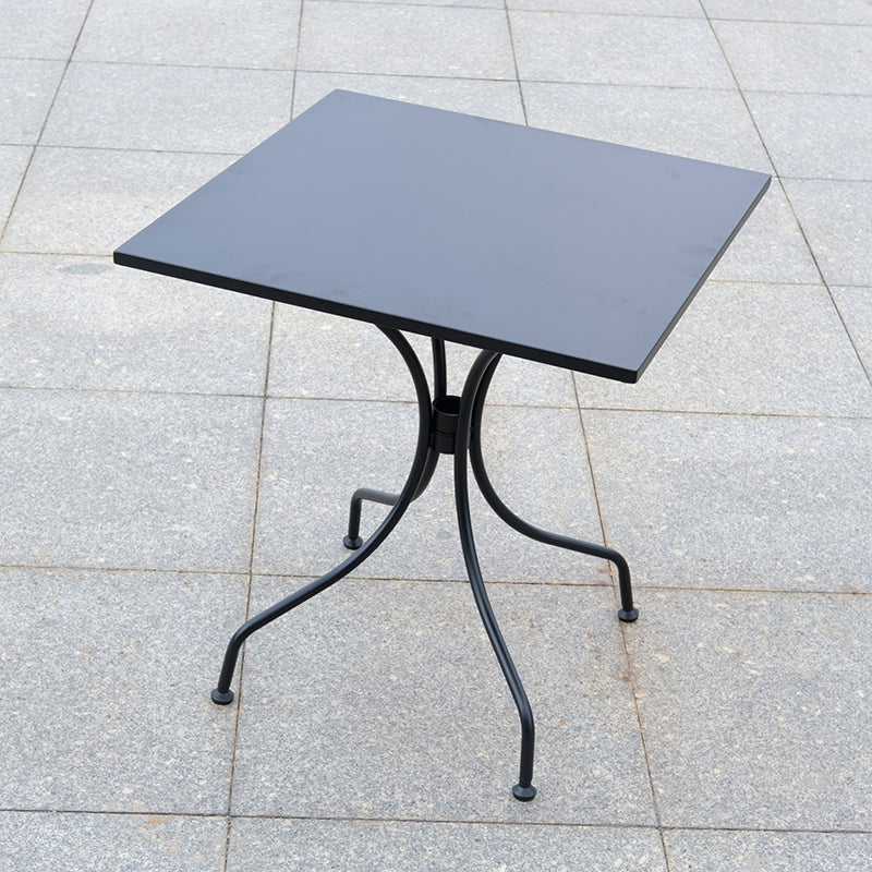 Contemporary Geometric Coffee Table Metallic Patio Table in Black