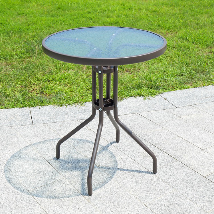 Contemporary Geometric Coffee Table Metallic Patio Table in Black