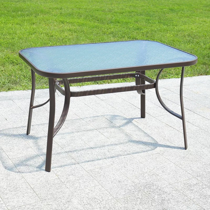 Contemporary Geometric Coffee Table Metallic Patio Table in Black