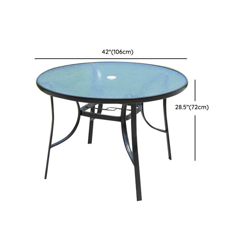 Contemporary Geometric Coffee Table Metallic Patio Table in Black