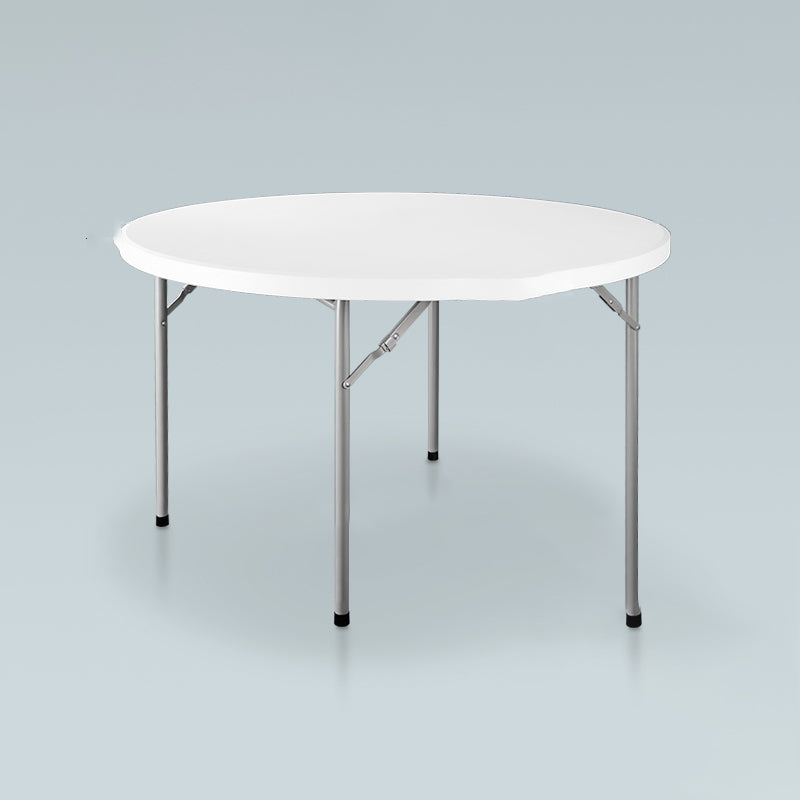 Modern Round Plastic Dining Table Foldable Steel Frame Material Table in White