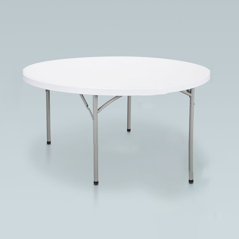 Modern Round Plastic Dining Table Foldable Steel Frame Material Table in White