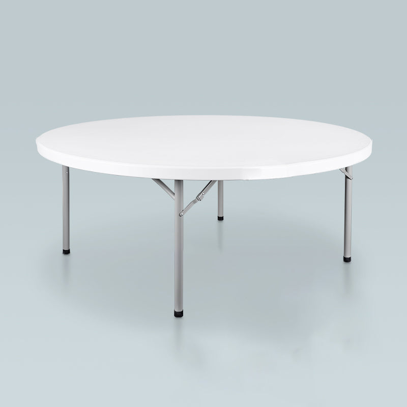 Modern Round Plastic Dining Table Foldable Steel Frame Material Table in White