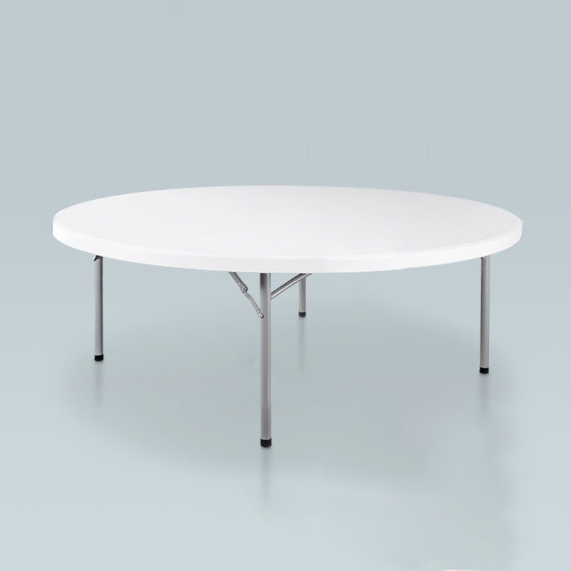 Modern Round Plastic Dining Table Foldable Steel Frame Material Table in White