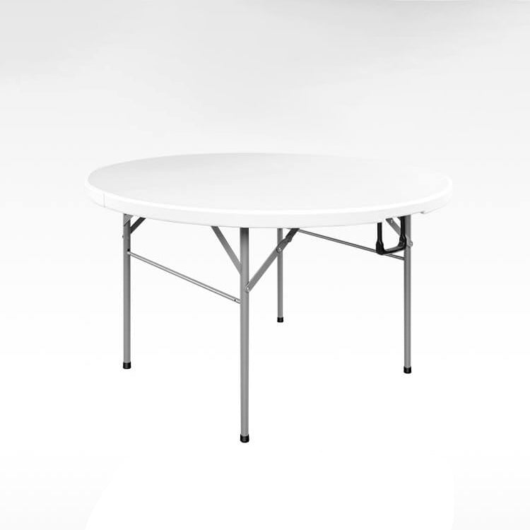 Modern Round Plastic Dining Table Foldable Steel Frame Material Table in White