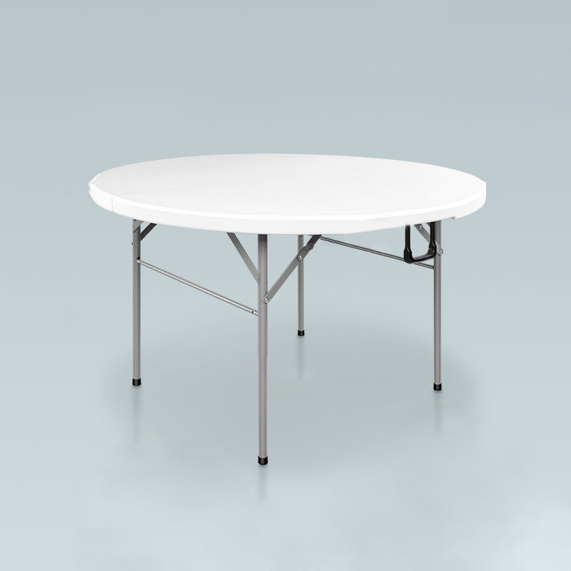 Modern Round Plastic Dining Table Foldable Steel Frame Material Table in White