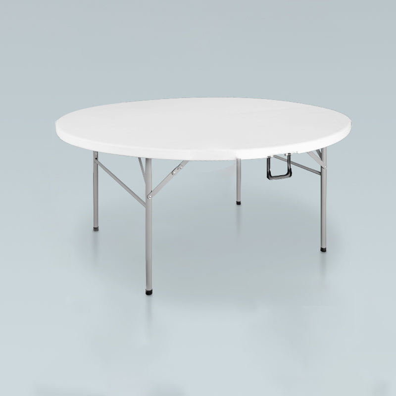 Modern Round Plastic Dining Table Foldable Steel Frame Material Table in White