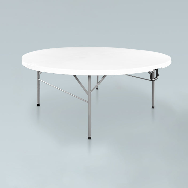 Modern Round Plastic Dining Table Foldable Steel Frame Material Table in White