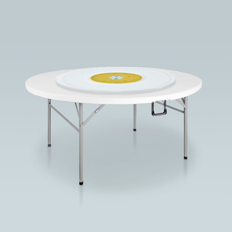 Modern Round Plastic Dining Table Foldable Steel Frame Material Table in White