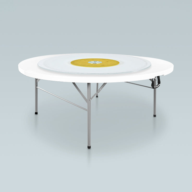 Modern Round Plastic Dining Table Foldable Steel Frame Material Table in White