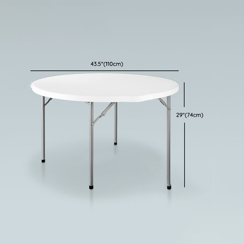 Modern Round Plastic Dining Table Foldable Steel Frame Material Table in White