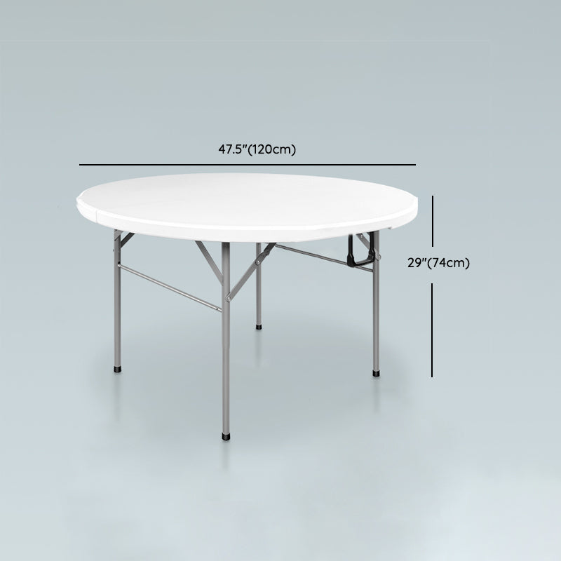 Modern Round Plastic Dining Table Foldable Steel Frame Material Table in White