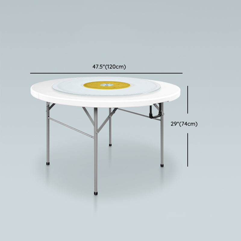 Modern Round Plastic Dining Table Foldable Steel Frame Material Table in White