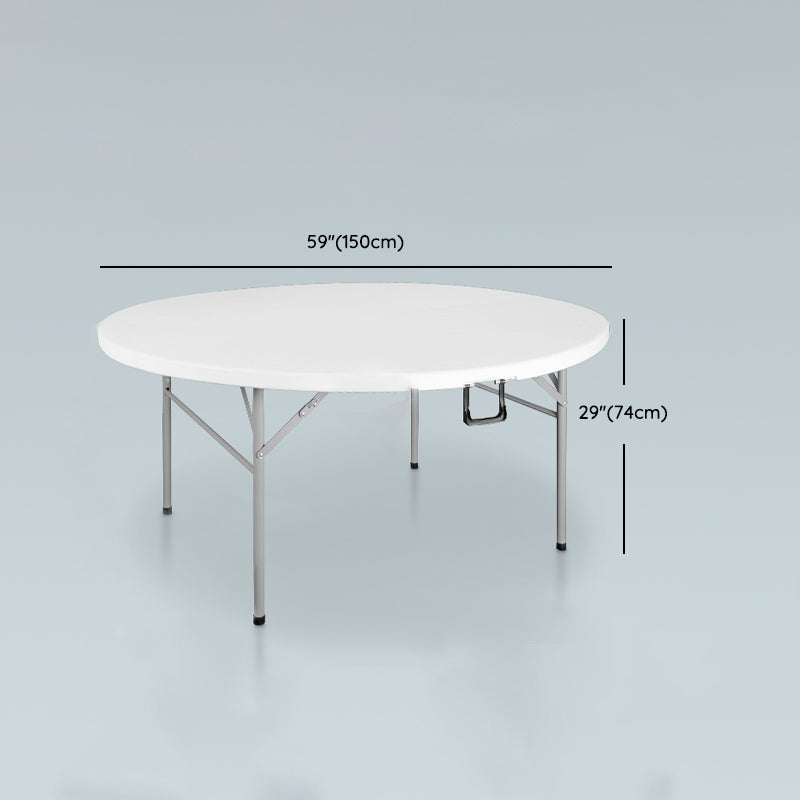 Modern Round Plastic Dining Table Foldable Steel Frame Material Table in White