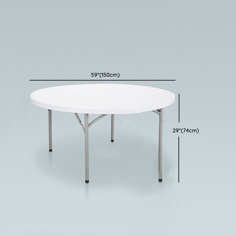 Modern Round Plastic Dining Table Foldable Steel Frame Material Table in White